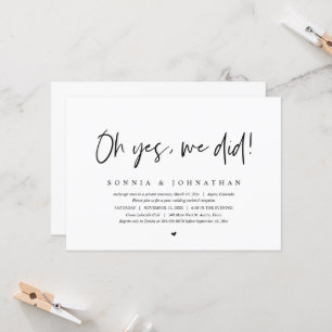 Invitation Mariage Elopement, Oh Oui, Nous l'avons fait
