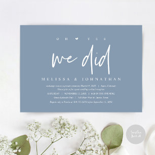 Invitation Mariage Elopement, oh oui, nous l'avons fait