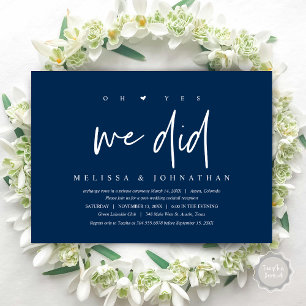 Invitation Mariage Elopement, oh oui, nous l'avons fait
