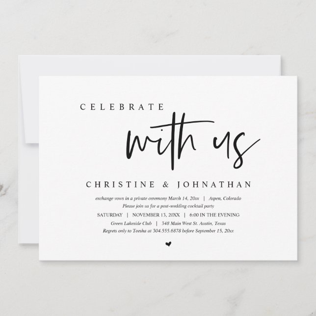 Invitation Mariage Elopement Party, Célébrez avec nous (Devant)