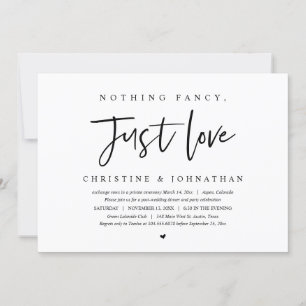 Invitation Mariage Elopement, Rien De fantaisie, Juste Amour