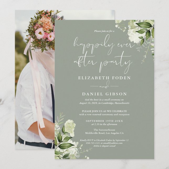 Invitation Mariage Élu dans une Atmosphère de Verdure Photogr (Devant / Derrière)