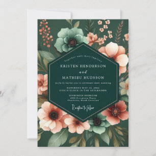 Invitation Mariage Emerald Anemone Noir