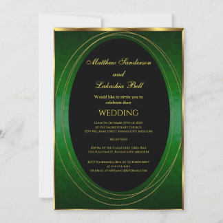 Invitation Mariage Emerald Or vert noir Elégant moderne
