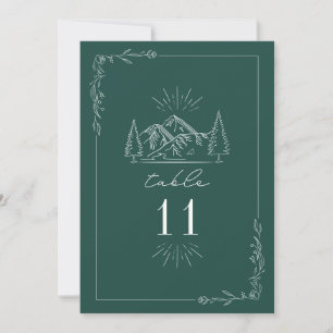 Invitation Mariage émeraude de montagne Numéro de la table