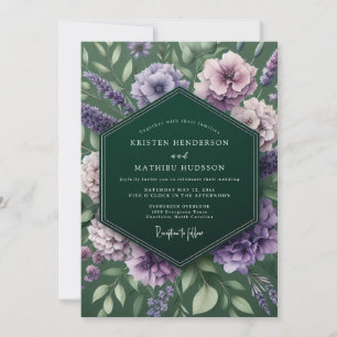 Invitation Mariage Émeraude Lavande Maussade