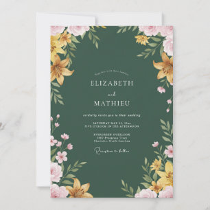 Invitation Mariage Émeraude Lily Dorée