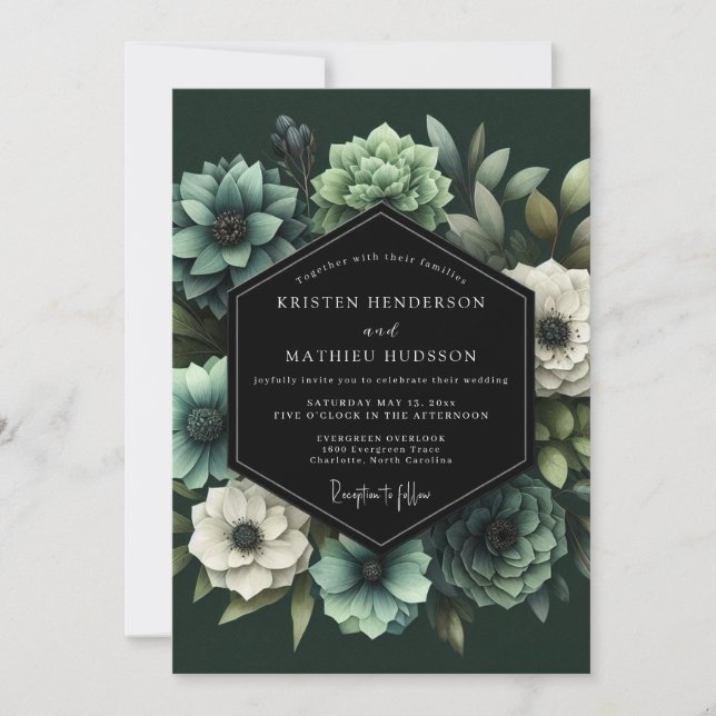 Invitation Mariage Emeraude Sage Vesper (Devant)