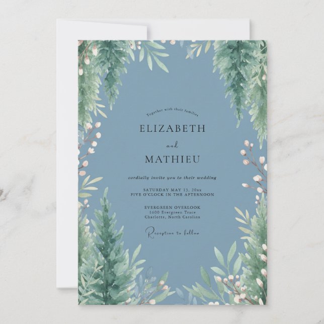 Invitation Mariage Émeraude Toujours Vert (Devant)