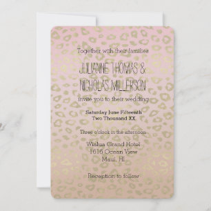Invitation Mariage Empreinte de léopard rose Ombre Or