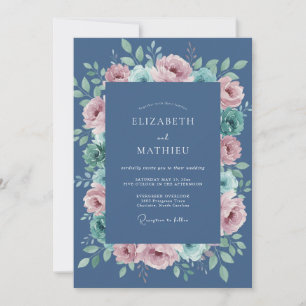 Invitation Mariage en acier Aqua Petal