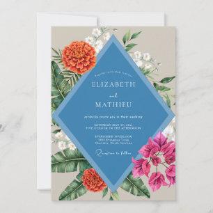 Invitation Mariage en Acier Tropical Dahlia