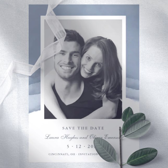 Invitation Mariage en Aquarelle bleu ardoise Ombre Enregistre (Créateur téléchargé)