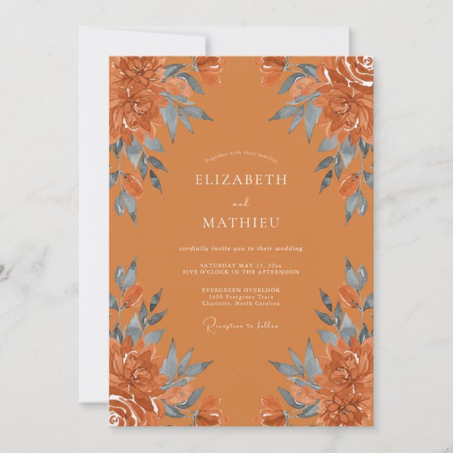 Invitation Mariage en ardoise terracotta poussiéreuse peinte (Devant)