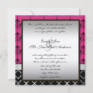 Invitation Mariage en argent rose et en lustre noir Inviter