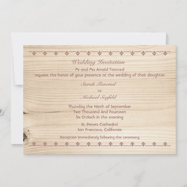 Invitation Mariage en bois (Devant)