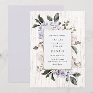 Invitation Mariage en bois   blanc floral de regard