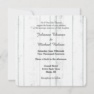Invitation Mariage en bois blanc rustique