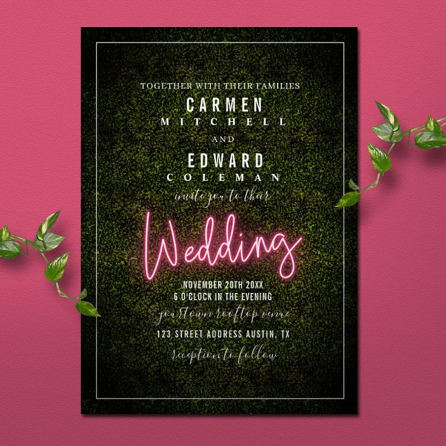 Invitation Mariage en bois de boîte néon (Créateur téléchargé)