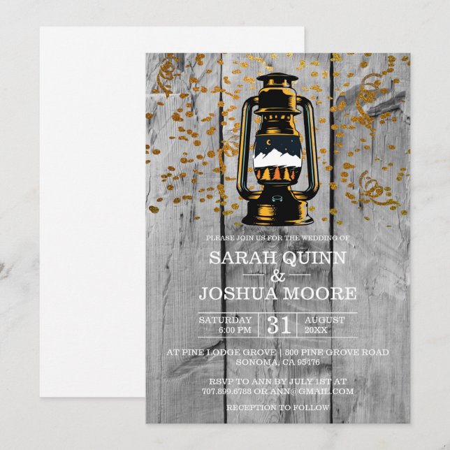 Invitation Mariage en bois de grange altéré rustique (Devant / Derrière)