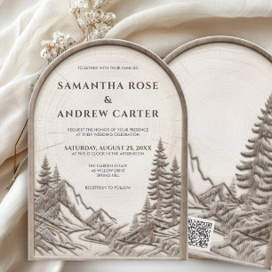 Invitation Mariage en bois laser QR Bois