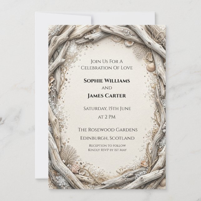 Invitation Mariage en Bois Rustique (Devant)