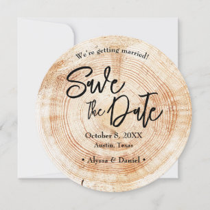 Invitation Mariage en bois rustique, code QR pour sauvegarder