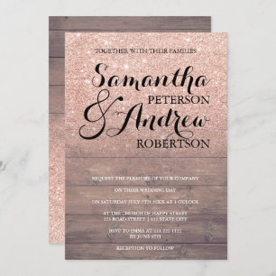 Invitation Mariage en bois rustique de faux de parties