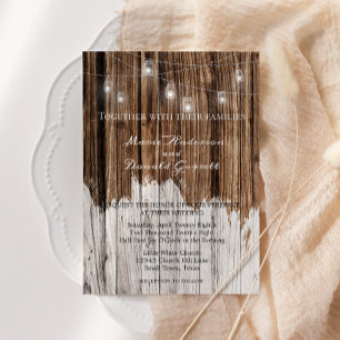 Invitation Mariage en bois rustique et lanternes