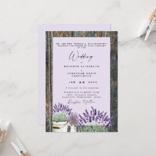 Invitation Mariage en bois rustique Pale Lavender