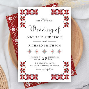 Invitation Mariage en broderie ukrainienne rouge et noire