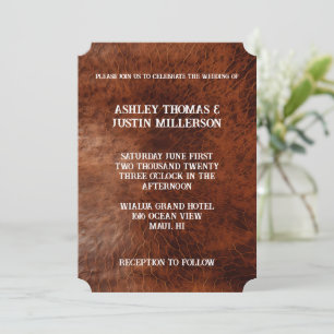 Invitation Mariage en cuir Brown Faux