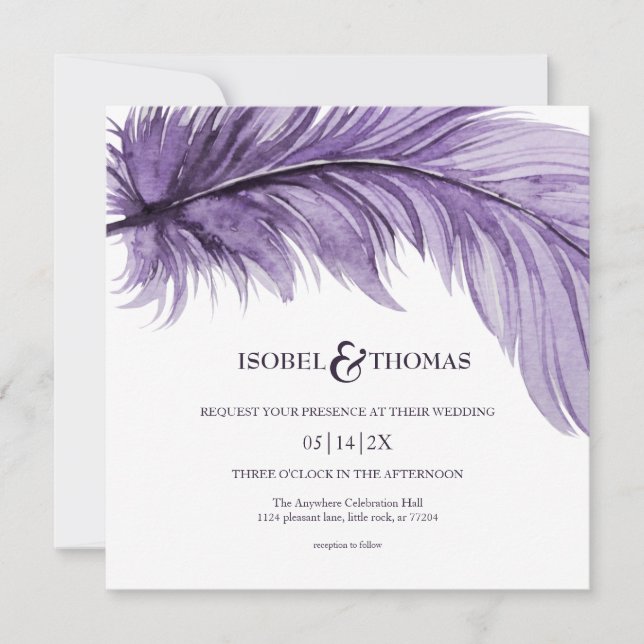 Invitation Mariage en cuir de Boho violet moderne