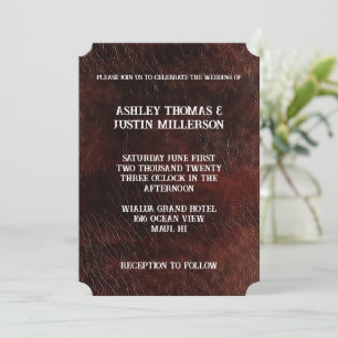 Invitation Mariage en cuir Faux Brown foncé