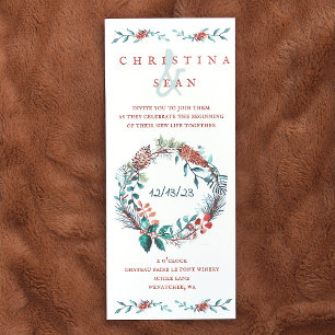 Invitation Mariage en cuivre, aiguilles vertes