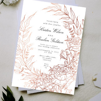 Invitation Mariage en cuivre émeraude noir blanc de couronne