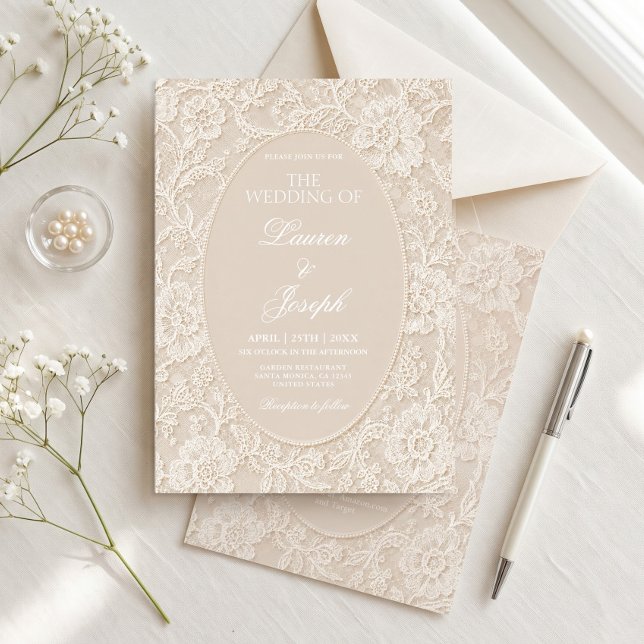 Invitation Mariage en dentelle blanche (Créateur téléchargé)