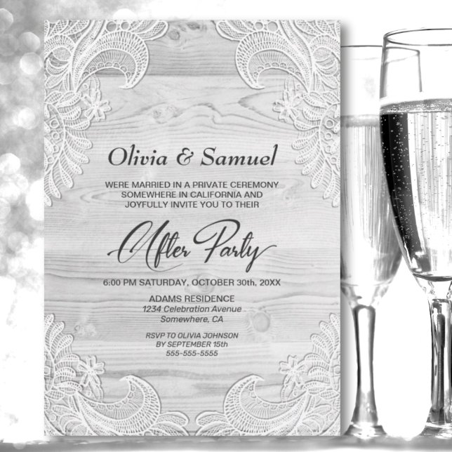 Invitation Mariage en dentelle blanche après la fête (Créateur téléchargé)