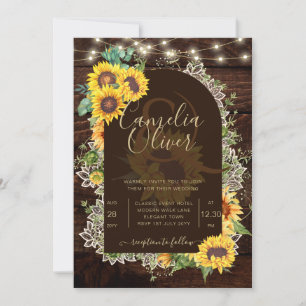 Invitation Mariage en dentelle de tournesol rustique