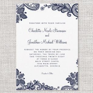 Invitation Mariage en dentelle élégante personnalisé photo bl