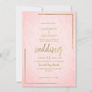 Invitation Mariage en dentelle florale française rose élégant