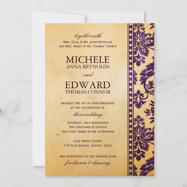 Invitation Mariage en dentelle vintage (Devant)