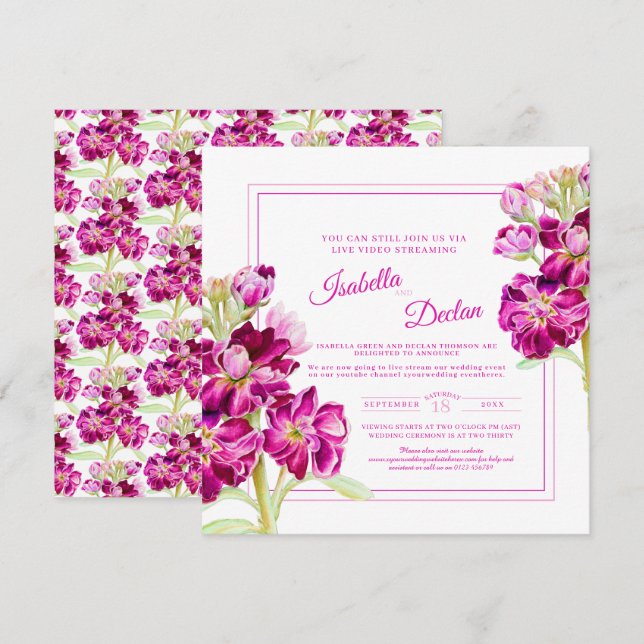 Invitation Mariage en direct de la fleur stock rose (Devant / Derrière)