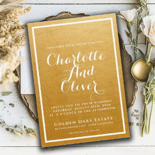 Invitation Mariage en écriture métallique dorée brossée