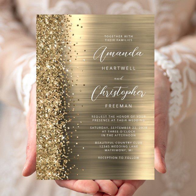 Invitation Mariage en écriture métallisée dorée (Créateur téléchargé)