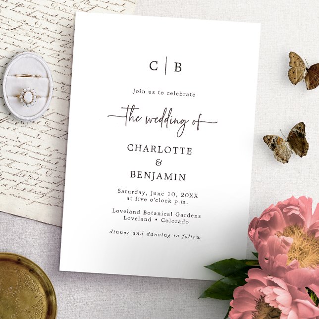Invitation Mariage en écriture monogramme (Créateur téléchargé)