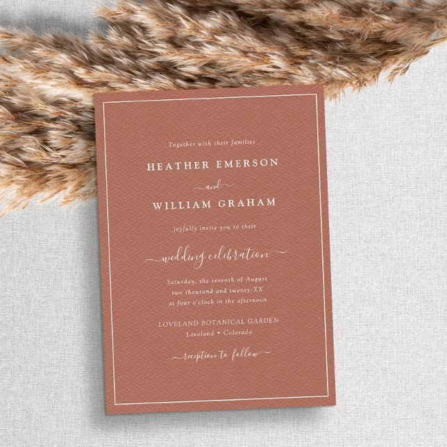Invitation Mariage en écriture Terracotta (Créateur téléchargé)