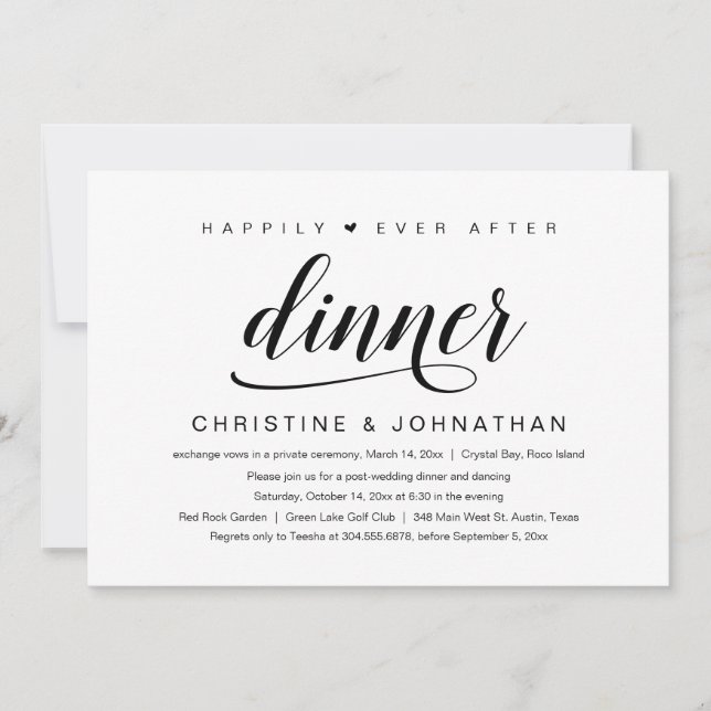 Invitation Mariage en Elopement, Dîner de bonheur éternel (Devant)