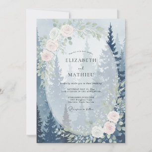 Invitation Mariage en eucalyptus de la forêt rose givré