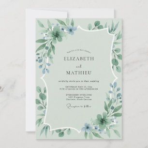 Invitation Mariage en eucalyptus et acier à la mousse de mer